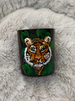 Hand-painted tiger on Jo Malone black candle