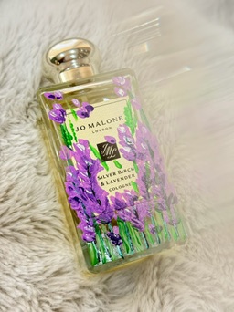 Hand-painted Jo Malone Silver Birch & Lavender bottle — Lettering in the Cloud